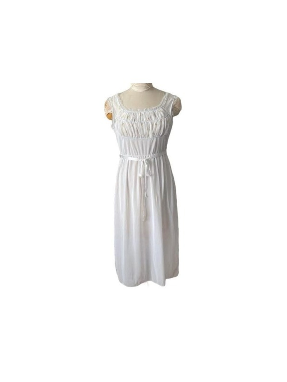 Vintage 60s White Nylon Nightgown, Aristocracy Lingerie, Embroidered Chiffon